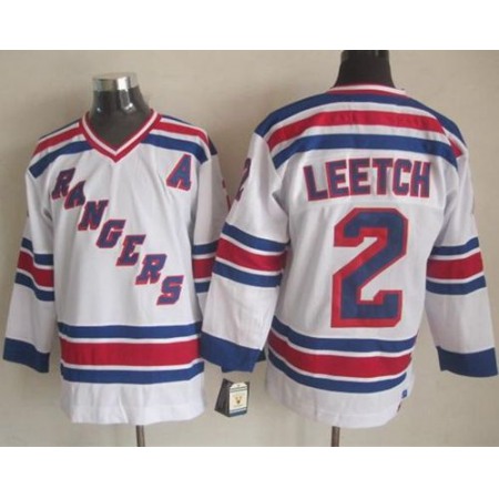Rangers #2 Brian Leetch White CCM Throwback Stitched NHL Jersey