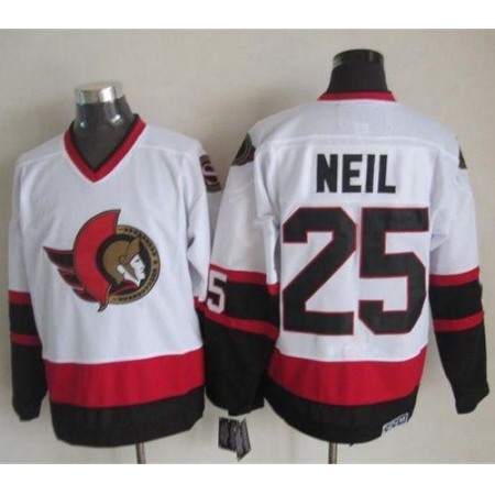 Senators #25 Chris Neil White CCM Throwback Stitched NHL Jersey