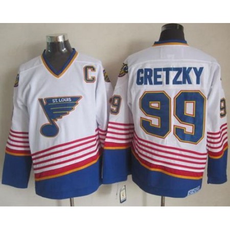 Blues #99 Wayne Gretzky White CCM Throwback Stitched NHL Jersey