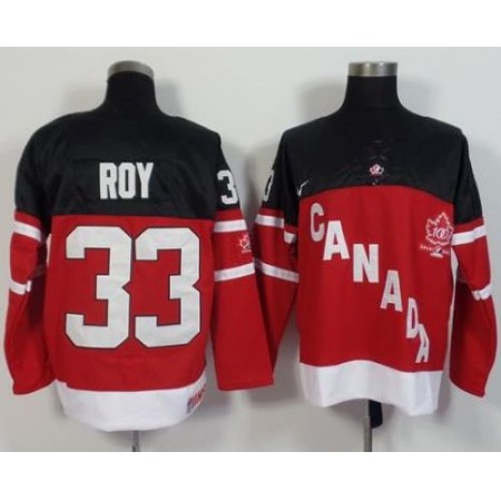 Olympic CA. #33 Patrick Roy Red 100th Anniversary Stitched NHL Jersey