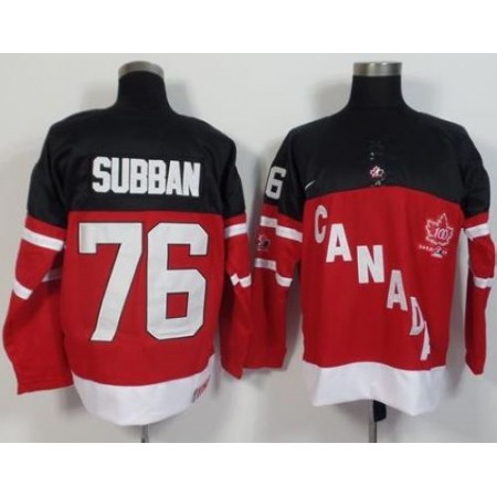 Olympic CA. #76 P.K Subban Red 100th Anniversary Stitched NHL Jersey