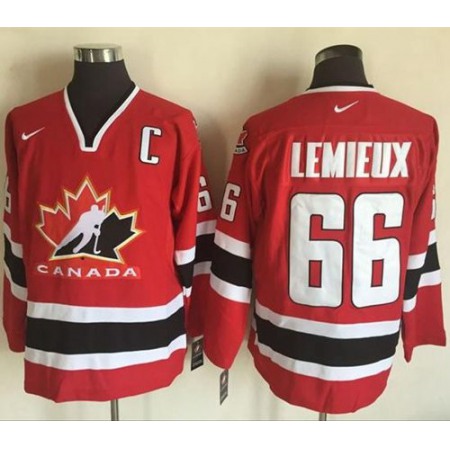 Team CA. #66 Mario Lemieux Red/Black 2002 Olympic Nike Throwback Stitched NHL Jersey