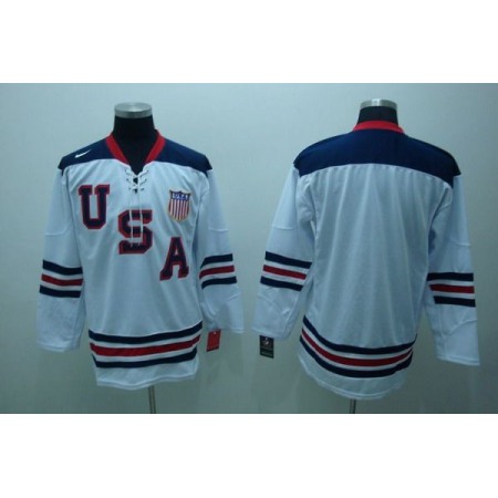 2010 Olympic Team USA Blank Stitched White 1960 Throwback NHL Jersey