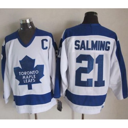 Maple Leafs #21 Borje Salming White/Blue CCM Throwback Stitched NHL Jersey