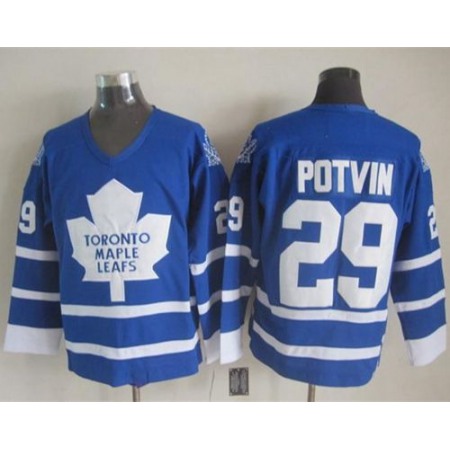 Maple Leafs #29 Felix Potvin Blue CCM Throwback Stitched NHL Jersey