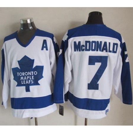 Maple Leafs #7 Lanny McDonald White/Blue CCM Throwback Stitched NHL Jersey