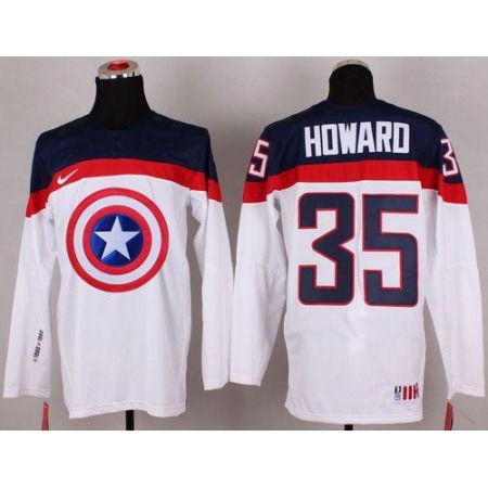 Olympic Team USA #35 Jimmy Howard White Captain America Fashion Stitched NHL Jersey