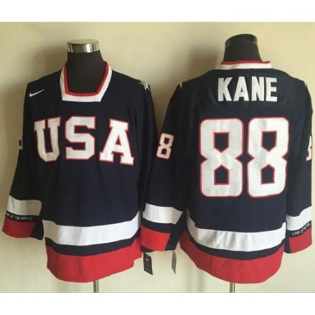 Team USA #88 Patrick Kane Navy Blue 2010 Olympic 1960 Throwback Stitched NHL Jersey