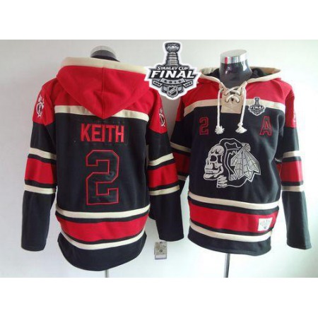 Blackhawks #2 Duncan Keith Black Sawyer Hooded Sweatshirt 2015 Stanley Cup Stitched NHL Jersey