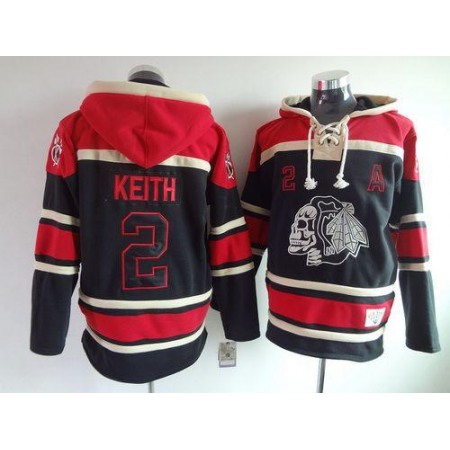 Blackhawks #2 Duncan Keith Black Sawyer Hooded Sweatshirt Stitched NHL Jersey