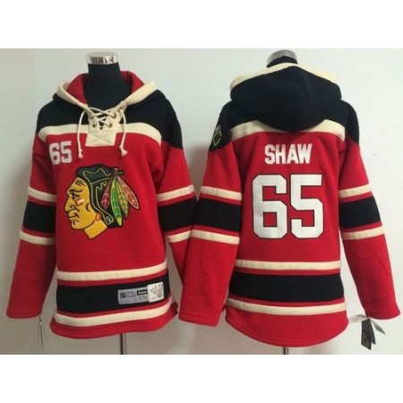 Blackhawks #65 Andrew Shaw Red Sawyer Hooded Sweatshirt Stitched Youth NHL Jersey