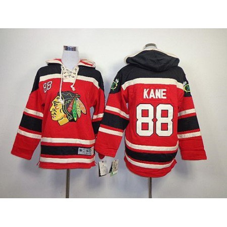 Blackhawks #88 Patrick Kane Red Sawyer Hooded Sweatshirt Stitched Youth NHL Jersey