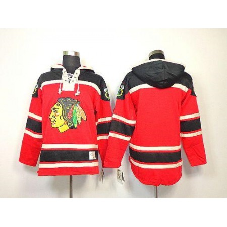 Blackhawks Blank Red Sawyer Hooded Sweatshirt Stitched NHL Jersey