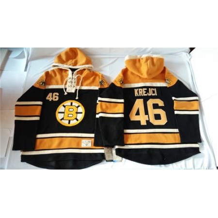 Bruins #46 David Krejci Black Sawyer Hooded Sweatshirt Stitched NHL Jersey