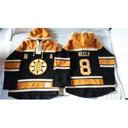 Bruins #8 Cam Neely Black Sawyer Hooded Sweatshirt Stitched NHL Jersey