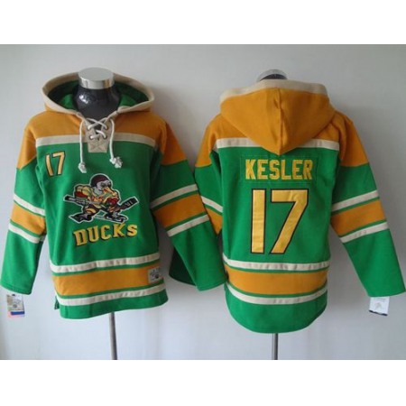Ducks #17 Ryan Kesler Green Sawyer Hooded Sweatshirt Stitched NHL Jersey