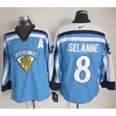 Jets #8 Teemu Selanne Light Blue Nike Throwback Stitched NHL Jersey