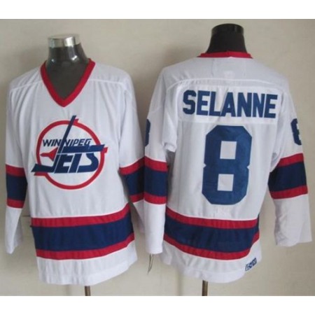 Jets #8 Teemu Selanne White CCM Throwback Stitched NHL Jersey