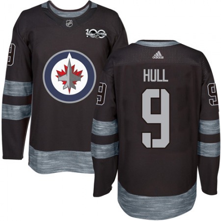 Jets #9 Bobby Hull Black 1917-2017 100th Anniversary Stitched NHL Jersey