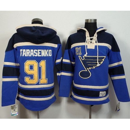 Blues #91 Vladimir Tarasenko Light Blue Sawyer Hooded Sweatshirt Stitched NHL Jersey