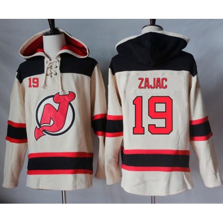 Devils #19 Travis Zajac Cream Sawyer Hooded Sweatshirt Stitched NHL Jersey