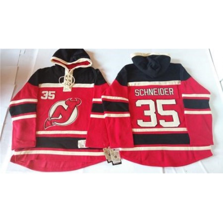 Devils #35 Cory Schneider Red Sawyer Hooded Sweatshirt Stitched NHL Jersey