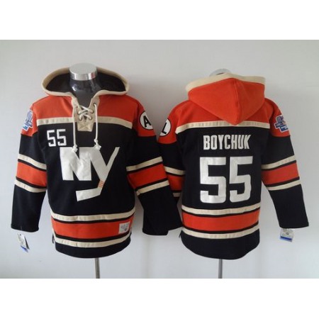 Islanders #55 Johnny Boychuk Dark Blue Sawyer Hooded Sweatshirt Stitched NHL Jersey