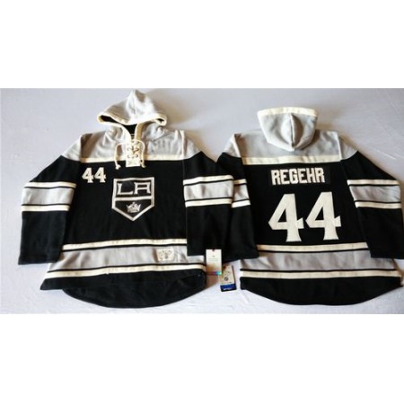Kings #44 Robyn Regehr Black Sawyer Hooded Sweatshirt Stitched NHL Jersey