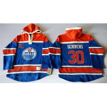 Oilers #30 Ben Scrivens Light Blue Sawyer Hooded Sweatshirt Stitched NHL Jersey
