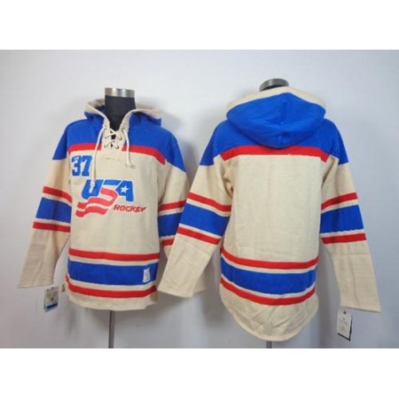 Olympic Team USA Blank Cream Throwback Sawyer Hooded Sweatshirt Stitched NHL Jersey