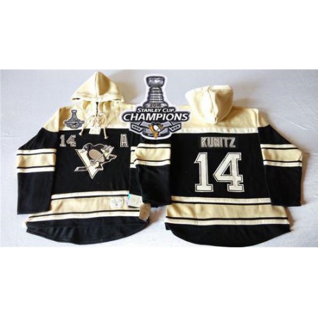 Penguins #14 Chris Kunitz Black Sawyer Hooded Sweatshirt 2016 Stanley Cup Champions Stitched NHL Jersey