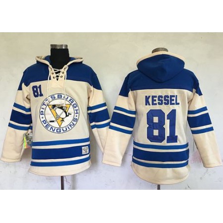 Penguins #81 Phil Kessel Cream Sawyer Hooded Sweatshirt Stitched NHL Jersey