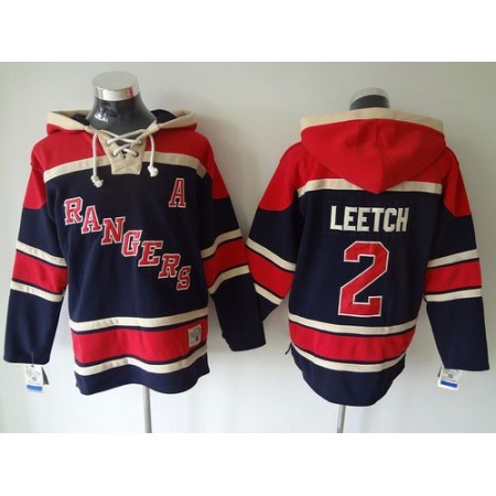 Rangers #2 Brian Leetch Navy Blue Sawyer Hooded Sweatshirt Stitched NHL Jersey
