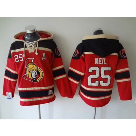 Senators #25 Chris Neil Red Sawyer Hooded Sweatshirt Stitched NHL Jersey
