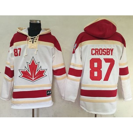 Team CA. #87 Sidney Crosby White Sawyer Hooded Sweatshirt 2016 World Cup Stitched NHL Jersey