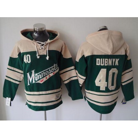 Wild #40 Devan Dubnyk Green Sawyer Hooded Sweatshirt Stitched NHL Jersey