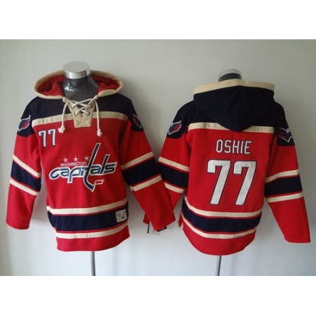 Capitals #77 T.J Oshie Red Sawyer Hooded Sweatshirt Stitched NHL Jersey