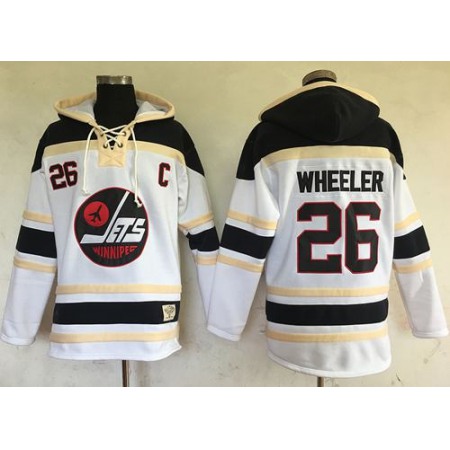 Jets #26 Blake Wheeler White Sawyer Hooded Sweatshirt Stitched NHL Jersey