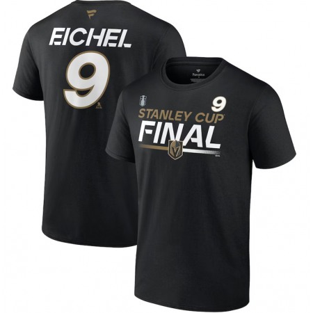 Men's Vegas Golden Knights #9 Jack Eichel Black 2023 Stanley Cup Final Authentic Pro Name & Number T-Shirt